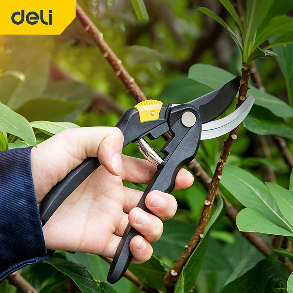 

DELI Durable Pruning Shear Garden Tools Safety Labor saving High Carbon Steel scissors Gardening Plant Sharp Branch Pruners