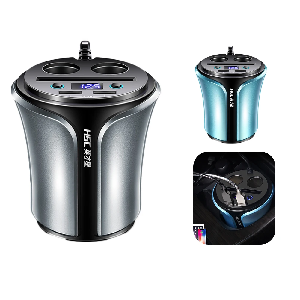 Творческий универсальный автомобильный Зарядное устройство DC5V/3.1A 12 V-24 V Dual USB Автомобильное зарядное устройство гнездо для автомобильного прикуривателя Quick Charge ЖК-дисплей Дисплей для iphone Xiaomi