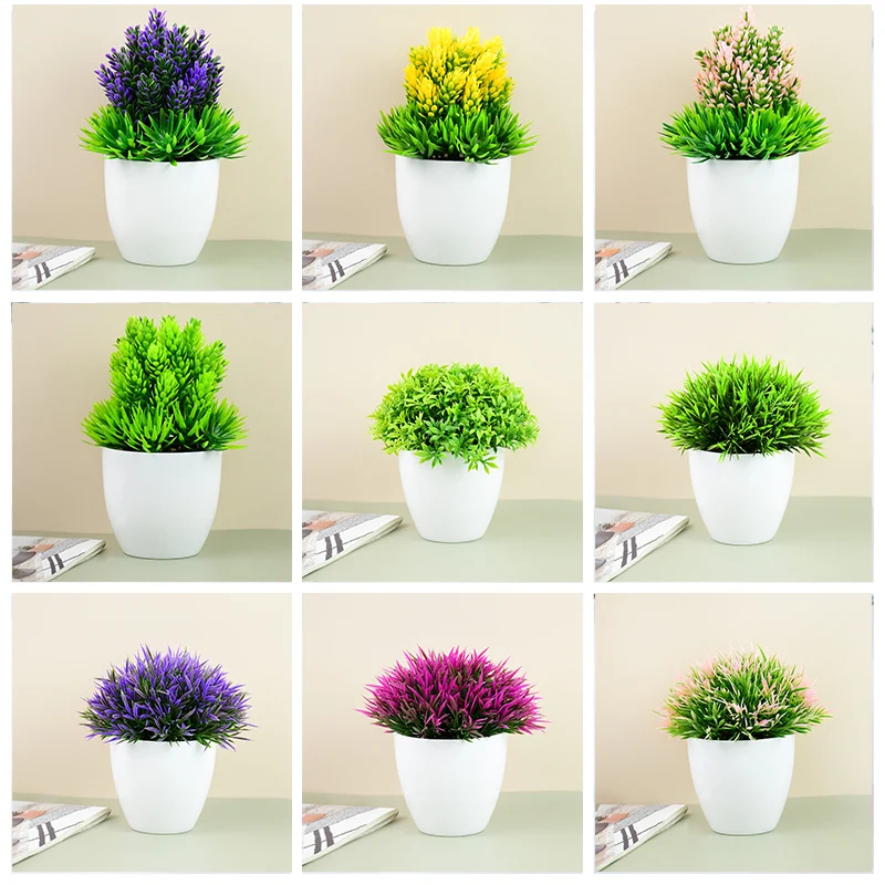 1 шт. зеленое искусственное растение бонсай горшечные травы Искусственные цветы