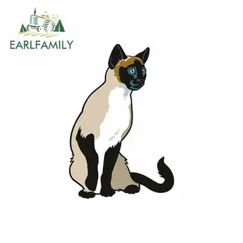 

EARLFAMILY 13cm x 8.8cm for Siamese Cat Feline Funny Car Stickers Vinyl Sunscreen RV VAN Fine Decal JDM Car Accessories Logo