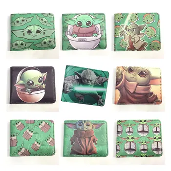 

Cartoon Wallet Star Wars Mens PU Leather Wallets Master Yoda Purse Student Short Wallet