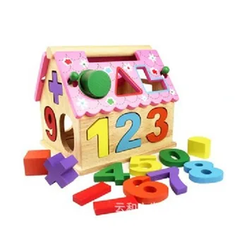 

Youdele with Numbers Cognitive Acumen Estates Are Wooden Geometric Shapes Numbers House Children Special Education Toy Manufactu