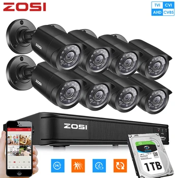 

ZOSI 8CH 720P 1080N CVBS AHD CVI TVI Video Security DVR CCTV Surveillance Camera Kit 1MP Outdoor IR Weatherproof Cameras System