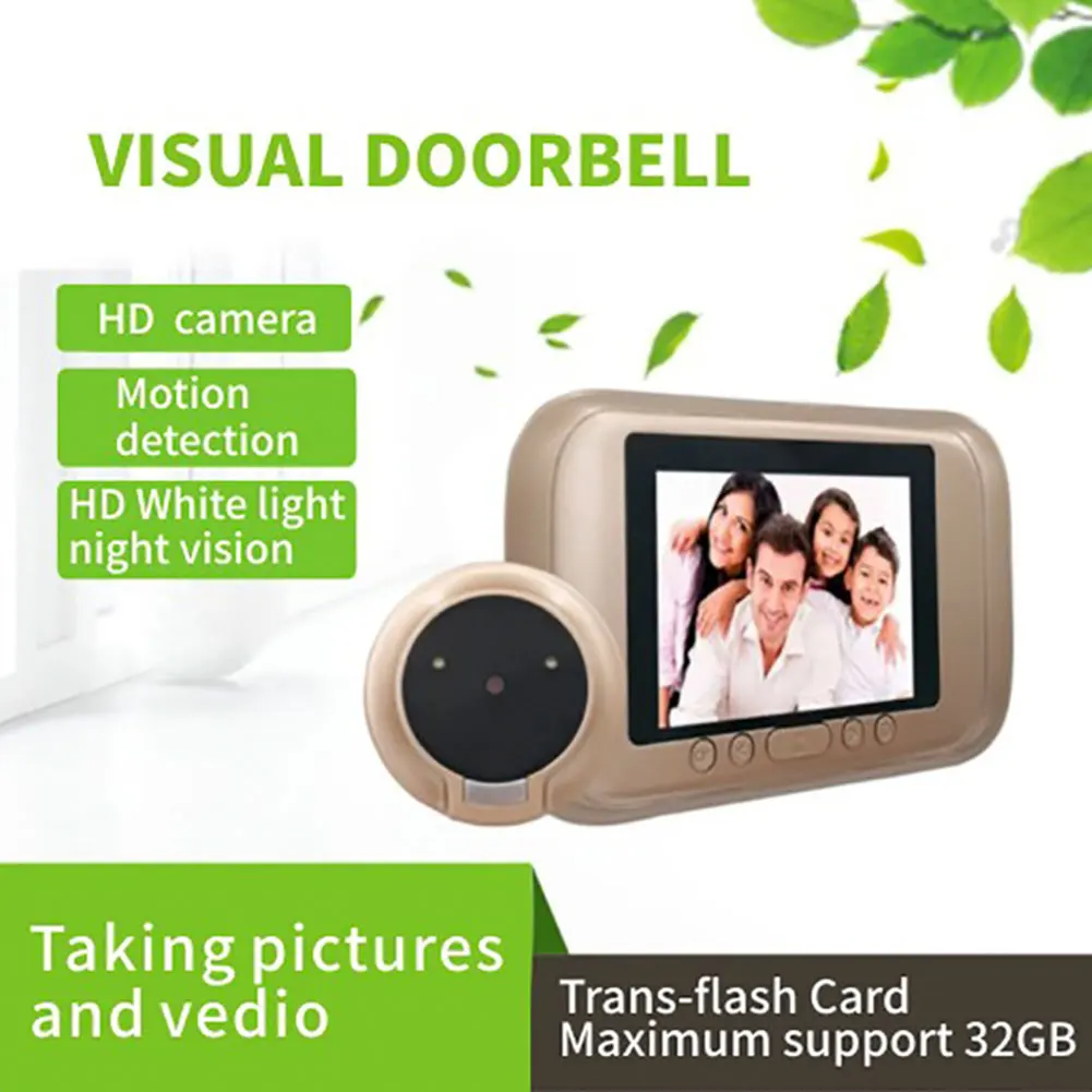 3.5 inch Digital Doorbell Chime LCD Color Screen 145 Degree Peephole Viewer Mini Exterior Door Chime Viewer Camera audio intercom system for home