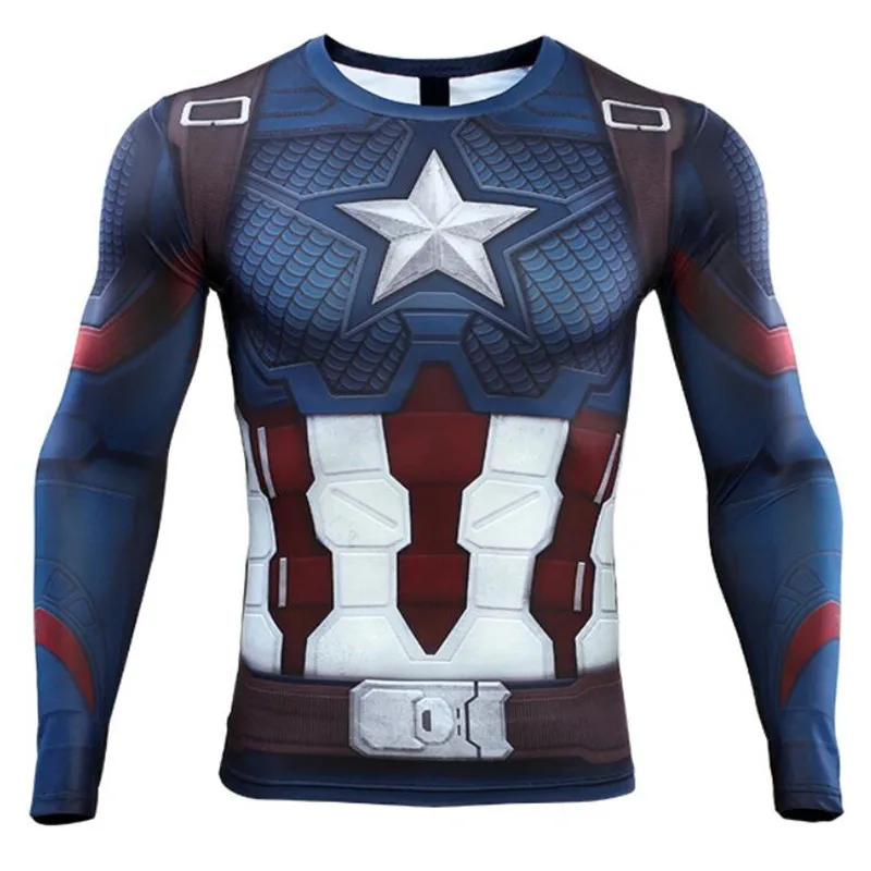 

Captain America Men's Fitness T-shirt Marvel Heroes Replica 3 Clothes 2019 Cosplay Short Sleeve Tops For Male Fit Cloth