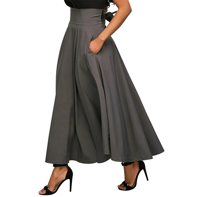 Женская плиссированная длинная юбка макси с высокой талией на заказ