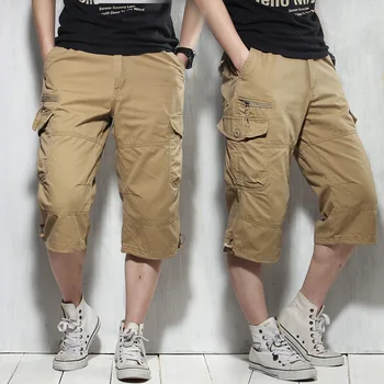 

Capri Pants Men's Summer Multi-pocket Overalls Military Fans Wear-resistant Breathable Casual Shorts Cotton Large Size Shorts