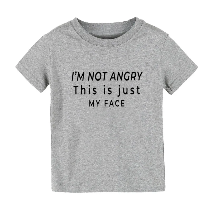 Детская футболка с принтом «I'm not angry this is just my face» рубашка для мальчиков и девочек детская одежда для малышей забавные уличные футболки CZ-161