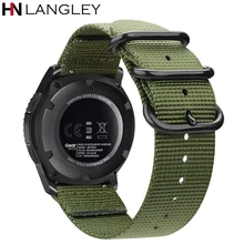 Военная Униформа Стиль тканый нейлоновый ремешок для наручных часов для samsung Шестерни S3 Frontier Шестерни S2 классическая полоса Мягкий регулируемый ремень Армейский зеленый 20/22 мм