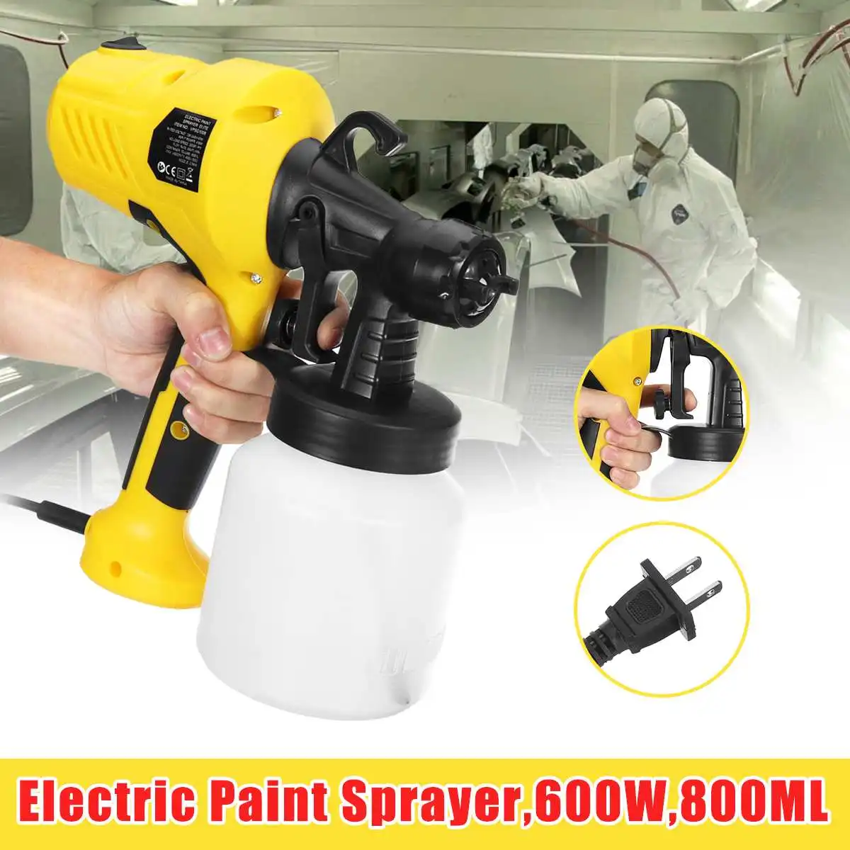 SprayGun 600 Вт 110-220 В Высокая мощность домашний электрический Краскораспылитель с 3 насадками Легкое распыление и чистка идеально подходит для начинающих