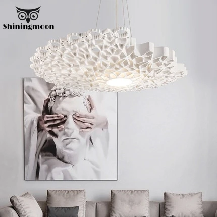 

Post-modern White Resin Honeycomb LED Pendant Lights Flower Art Pendant Lamp Restaurant Bar Cafe Home Decor Hanglamp Luminaria