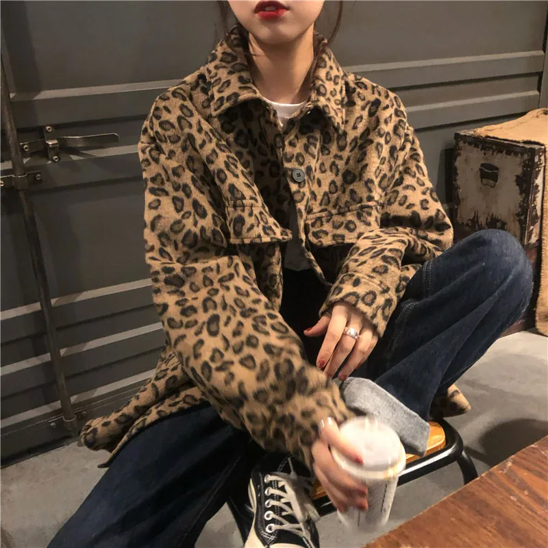 Leopard print Леопардовые женские блузки, топы с длинным рукавом, весна-осень, утолщенная винтажная блузка, Повседневная модная женская одежда Luipaard, пальто, рубашки - Цвет: Leopard print