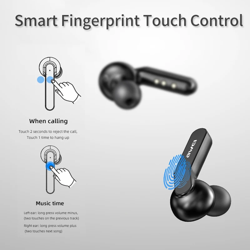 Awei T10C Handsfree Bluetooth Earphone Headset True Wireless TWS Headphone 5.0 Earbuds For In Ear Buds Phone Mobile Blutooth HD