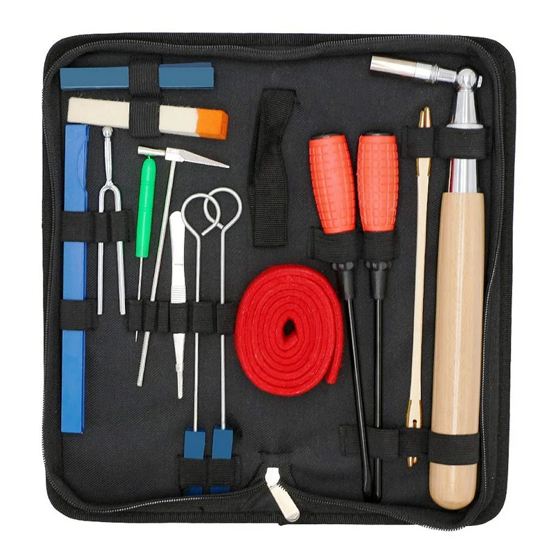 Piano Tuning Kit 16Pcs Professional Tuners Tools Set Wrench Hammer Mute Fork Screwdriver Belt Tweezers Clip | Спорт и развлечения