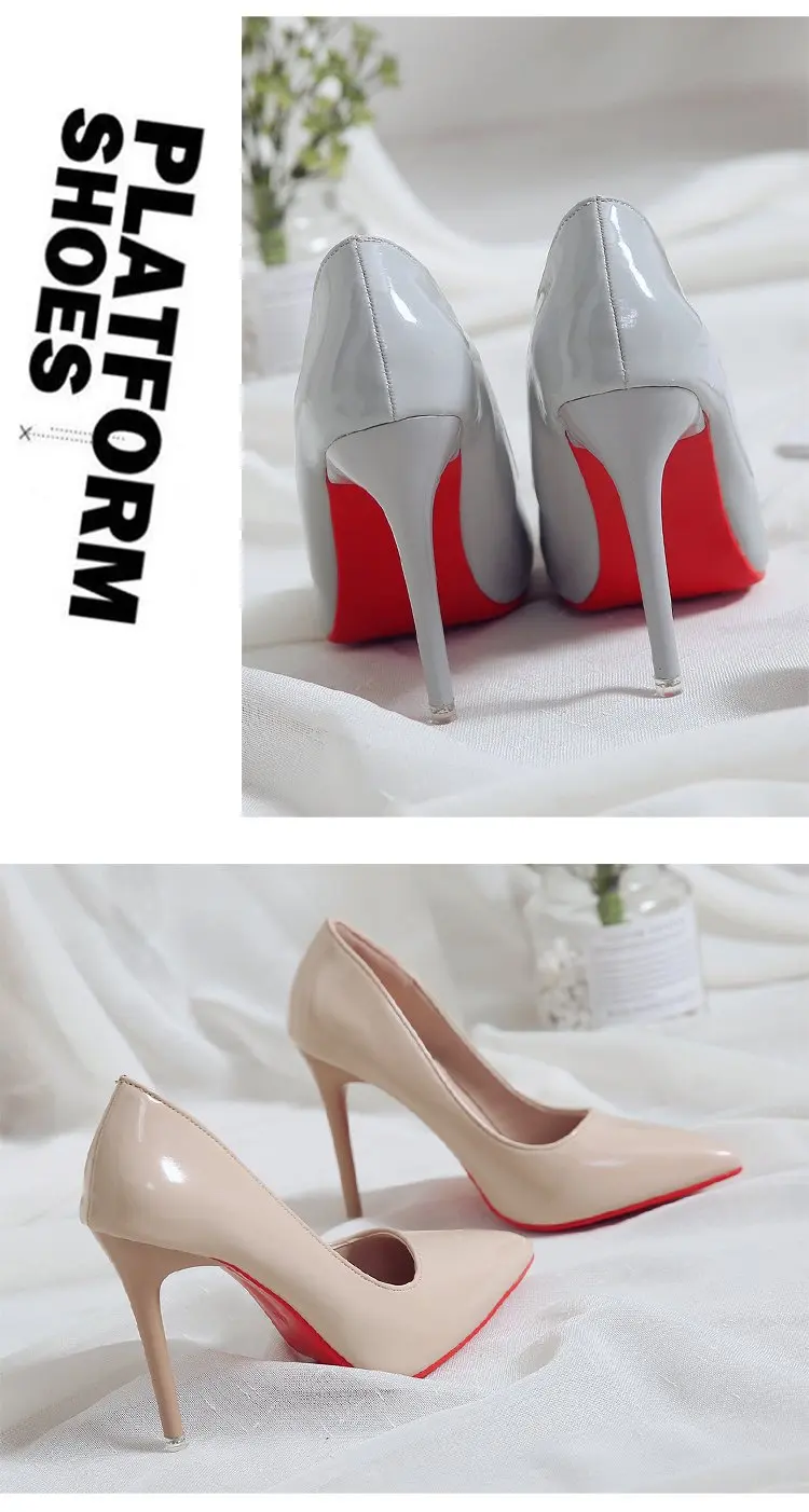 Shoes For Women 2022 Spring High Heel Pumps Sexy Foot Fetish Alternative Passion Sexy Red Bottom Pointed 10 CM Zapatos De Mujer