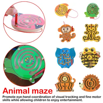 

Hot Sale Children Magnetic Pen Maze Ball Game Kids Wooden Puzzle Toys Kids Early Educational Brain Teaser Toy
