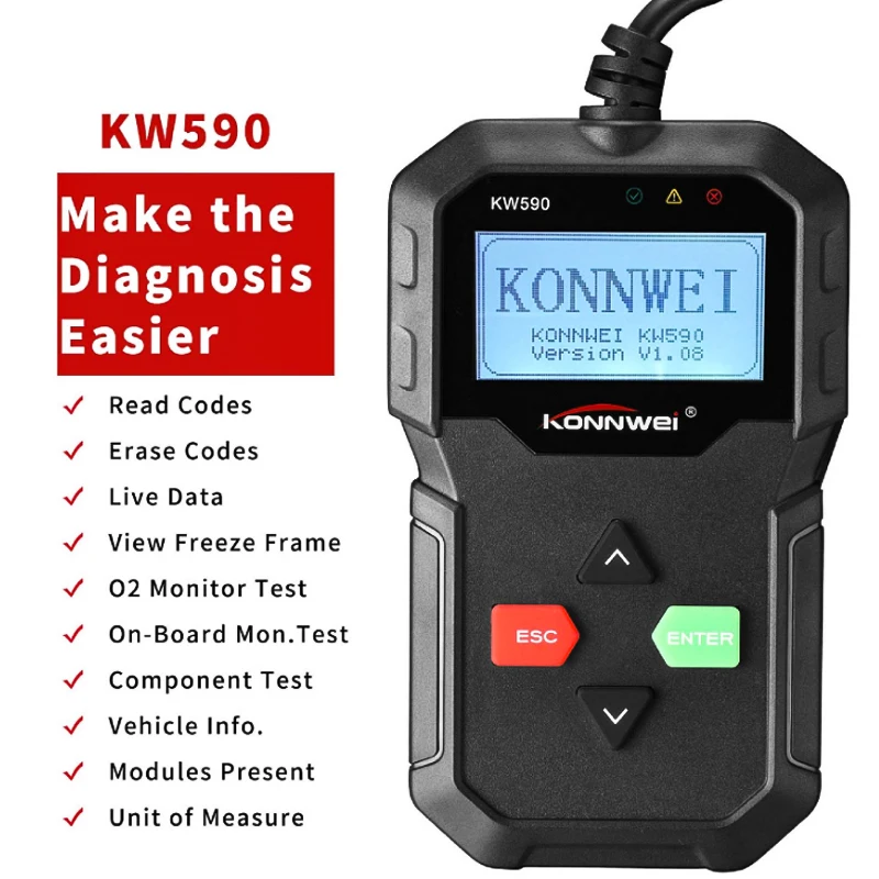 

2019 Diagnostic Tool KONNWEI KW590 Car Code Reader automotive OBD2 Scanner Support Multi-Brands Cars&languages