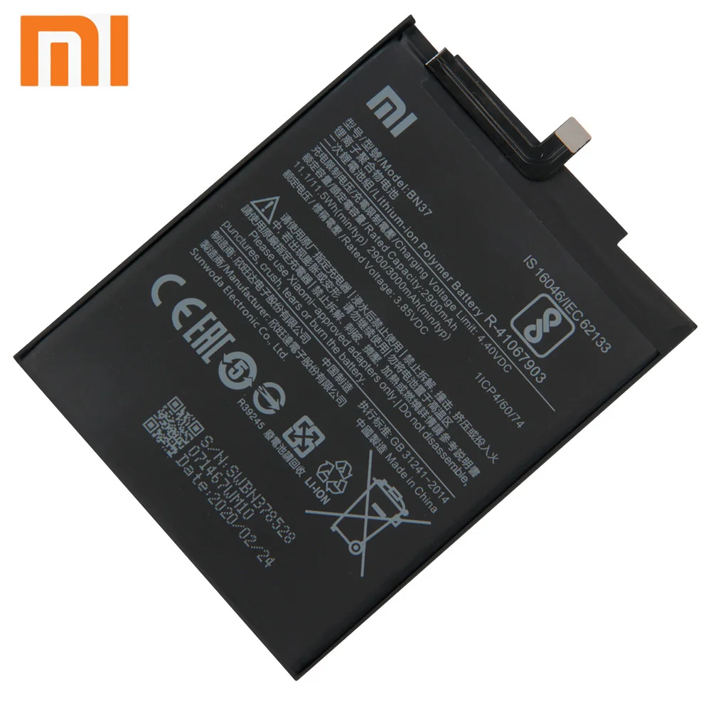 Аккумулятор Xiao Mi BN37 для телефона mi Redmi6 Redmi 6 6A Redrice 3000 мАч оригинальный сменный