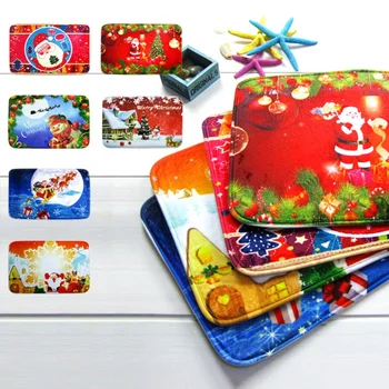

New 1 Pcs Christmas Floor Mats Santa Claus Elk Mat Doormat Bedroom Bathroom Home Absorbent Non-slip Carpet Festive Supplies
