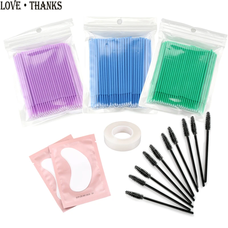 

100PCS Eyelash Microbrush Eyelash Extension tools set Lint Disposable Makeup Brushes Individual Lash Removing Swab Applicators