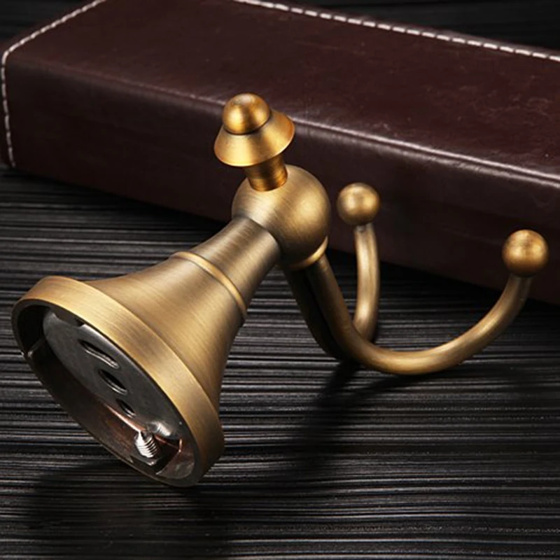 Novelty Design Antique Brass Finish Wall-Mounted Robe Hook, Bathroom and Kitchen Accessories. Double Hook