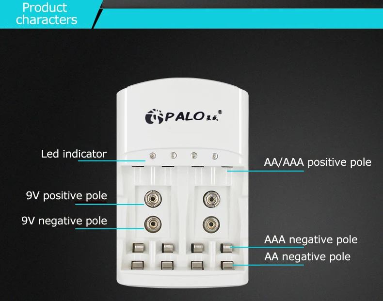 PALO 801 2 шт 9v перезаряжаемая батарея 300mAh 9 V nimh батарея 9 вольт батарея+ выделенное 2 слота 9v зарядное устройство AA AAA спешите к действию