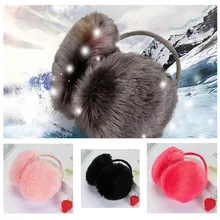 Calymel Модные женские и мужские зимние круглые плюшевые вкладыши для ушей, теплые наушники, одноцветная повязка на голову из искусственного кроличьего меха