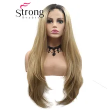 StrongBeauty Натуральные Прямые Синтетические парики на кружеве черный золотой блондин термостойкие парики со средней частью парик на шнурке для женщин