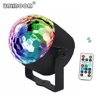 

Mini Remote RGB LED Crystal Magic Rotating Ball Stage Lights Sound Activated Disco Light Music Christmas KTV Party EU/US/UK Plug