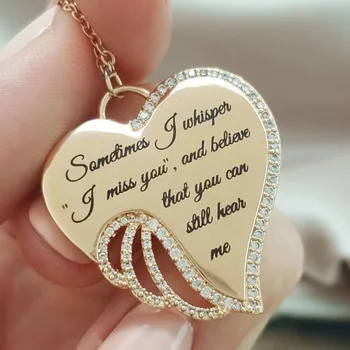 

10pcs Sometimes I Whisper I Miss You, and Believe That You Can Still Hear Me Elegant Sanctity Angel Wing Necklace Female Gifts