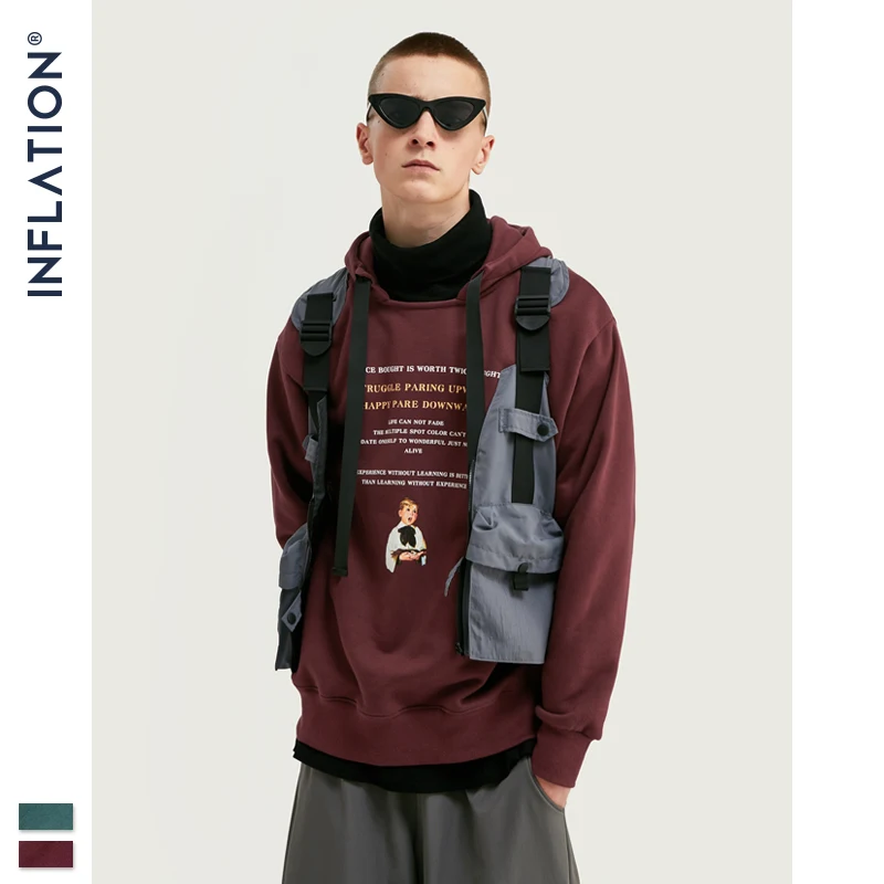 Мужская толстовка с принтом букв Ретро стиль большие размеры красная зеленая