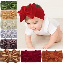 

Simplicity Children's Gold Velvet Hair Band Solid Color Soft Kid's Headband Sweet Lovely Style Double Bow-knot Hair Accessories