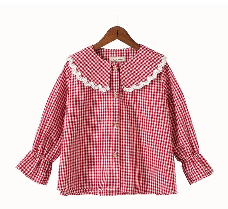Girls Clothing Sets Spring Autumn Plaid Blouse+ Jean Denim Pants Kids Children Clothes Suit