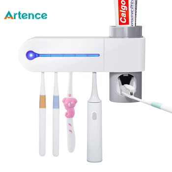 

Ultraviolet Toothbrush Sterilizer Toothbrush Holder Fashion Household Automatic Toothpaste Squeezers Dispenser Home Bathroom Set