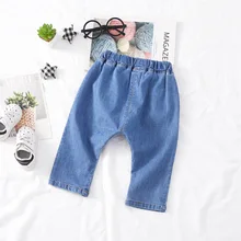 Новые стильные ковбойские штаны в Корейском стиле на весну и осень для маленьких детей штаны-шаровары с открытыми пальцами штаны-шаровары для малышей