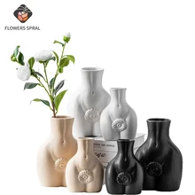 Art Ceramic Vase Creative Woman Body Decoration Vase Living Room Desktop Flower Arrangement Hand-Painted Crafts Ornaments