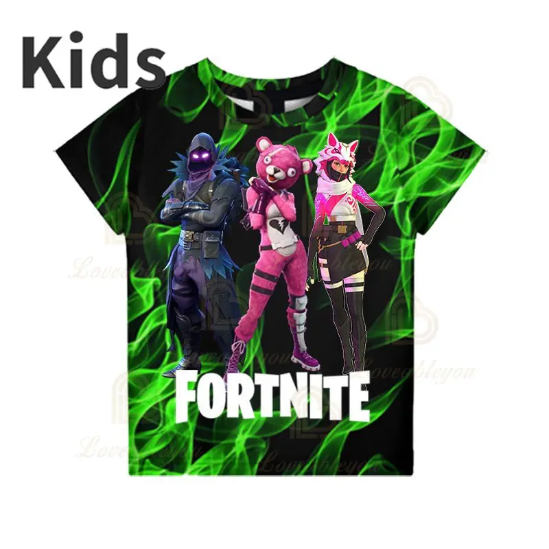 Fortnite Logo Boys Green T-Shirt Battle Royale Kids Tee 
