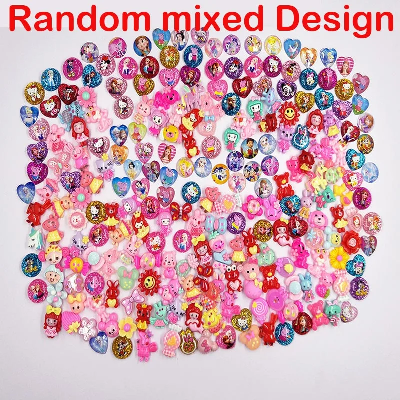 Random Mixed Design 36 шт/партия вечерние смешанные детское платье принцессы кольцо аксессуары День рождения украшения дети подарок Вечеринка по случаю Дня рождения детский праздничны - Цвет: Random Mixed Design