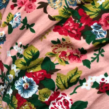 

100*150 Floral Patchwork Cotton Knitted Jersey Fabric stretchy knitted for DIY baby clothes, bibs, coated, dress romper material