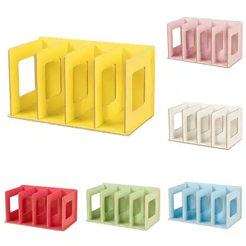 

4 Grids Wooden Bookshelf Storage Rack Tabletop Bookcase Organizer Home Decor Book Ends organizador escritorio полка для книг