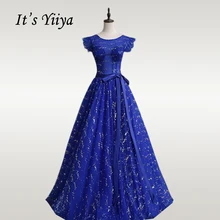 Это Yiya свадебное платье Элегантные Блестки кристально синие свадебные бальные платья Элегантный o-образный вырез бант длина до пола Robe De Mariee CH181