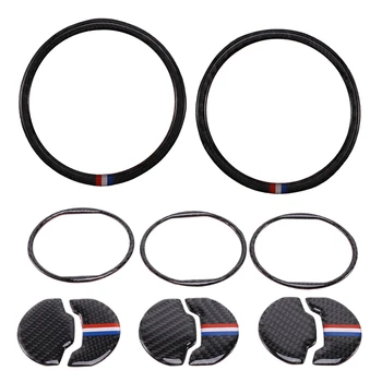 

2pcs Carbon Fiber Car Door Speaker Sound Cover Trim & 9pcs Carbon Fiber Dashboard Air Conditioner Outlet Sticker Cover