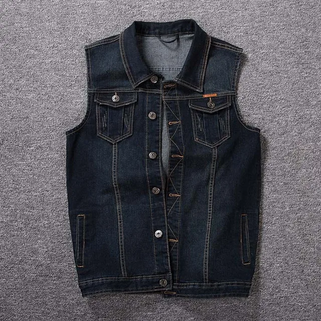 7XL 8XL Men's Denim Vest Jacket Cotton 