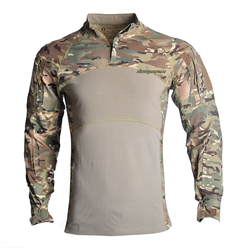 Армейская тактическая рубашка с длинным рукавом, дышащая походная охотничья одежда, Мультикам, военная противотуманная форма, рубашки, Мужская Боевая футболка