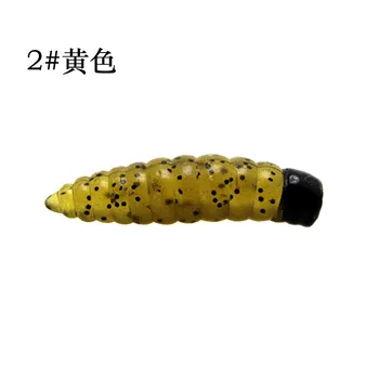 

50PCS 2.5cm 0.5g maggot Grub Soft Fishing Lure hooks smell Worms Glow Shrimps Fish Lures
