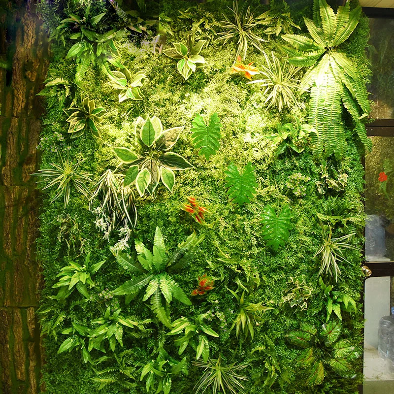 Зеленое искусственное растение стены эвкалипта газон пластик трава DIY на заказ балкон отель торговый центр Пейзаж украшения стен