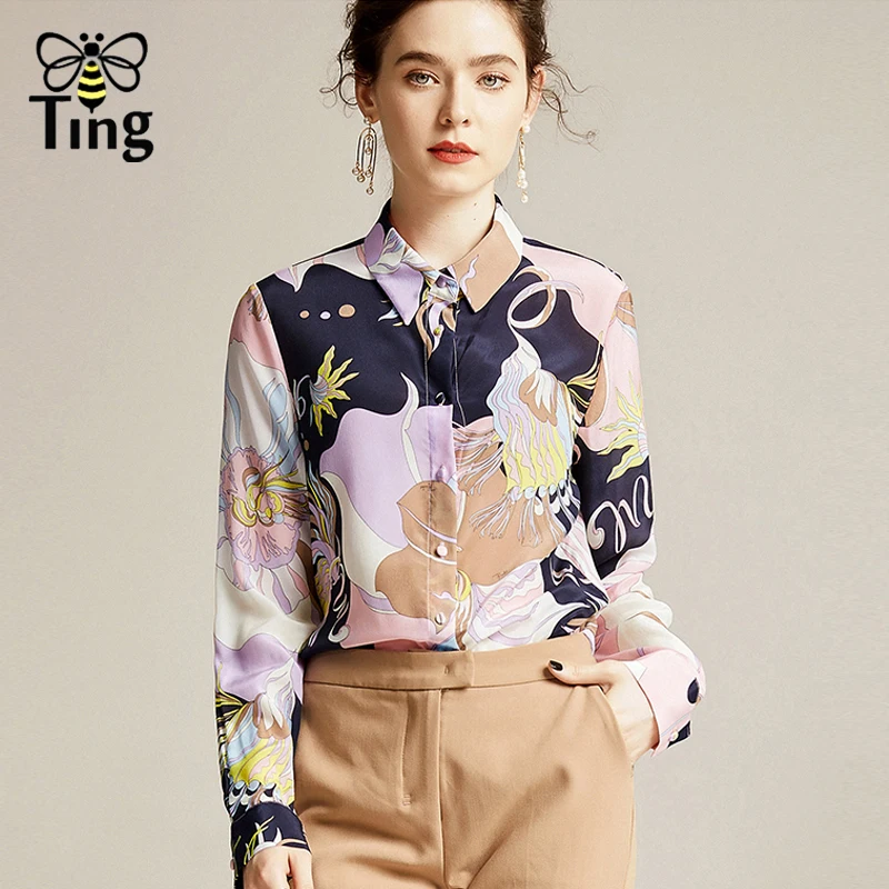 Женская шифоновая блузка Tingfly повседневная винтажная с цветочным принтом на