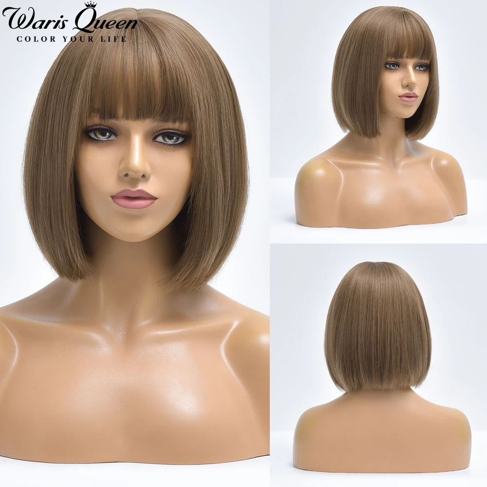 PROD 1005003122169696 Short Bob Stright Wig With Bangs Ombre Blonde
Black For Women Natural Lolita Cosplay Daily Hair Heat Resistant
Synthetic Wigs