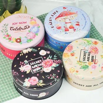 

Round Tin Box Cookies Biscuits Chocolate Cake Food Packaging Boxes Storage Case