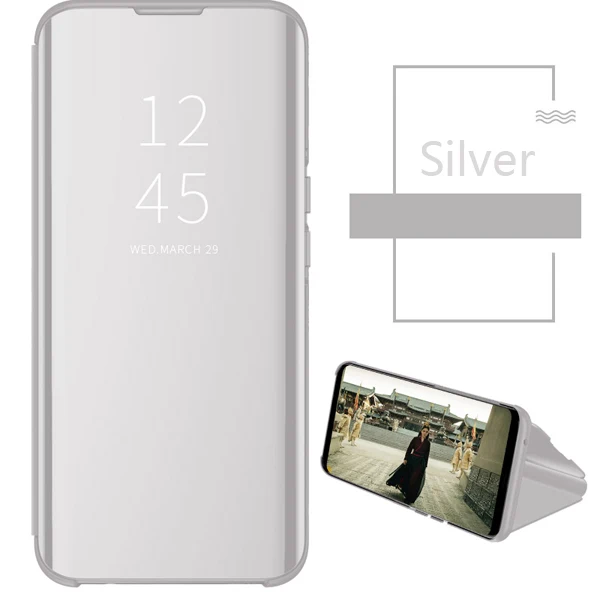 Прозрачный зеркальный флип-чехол для huawei Honor 10 20 8 9 Pro lite 8X MAX 9X 8C P Smart Z Y5 Y6 Y7 Y9 Pro V10 V20 - Цвет: Silver